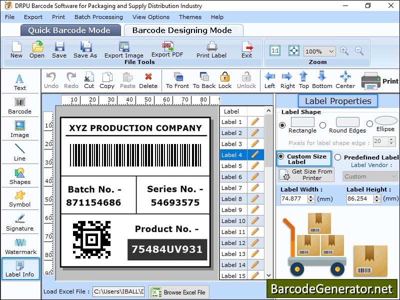 Packaging Barcode Generator Program screenshot